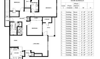 Multifamily 3BR Apartment Floorplan