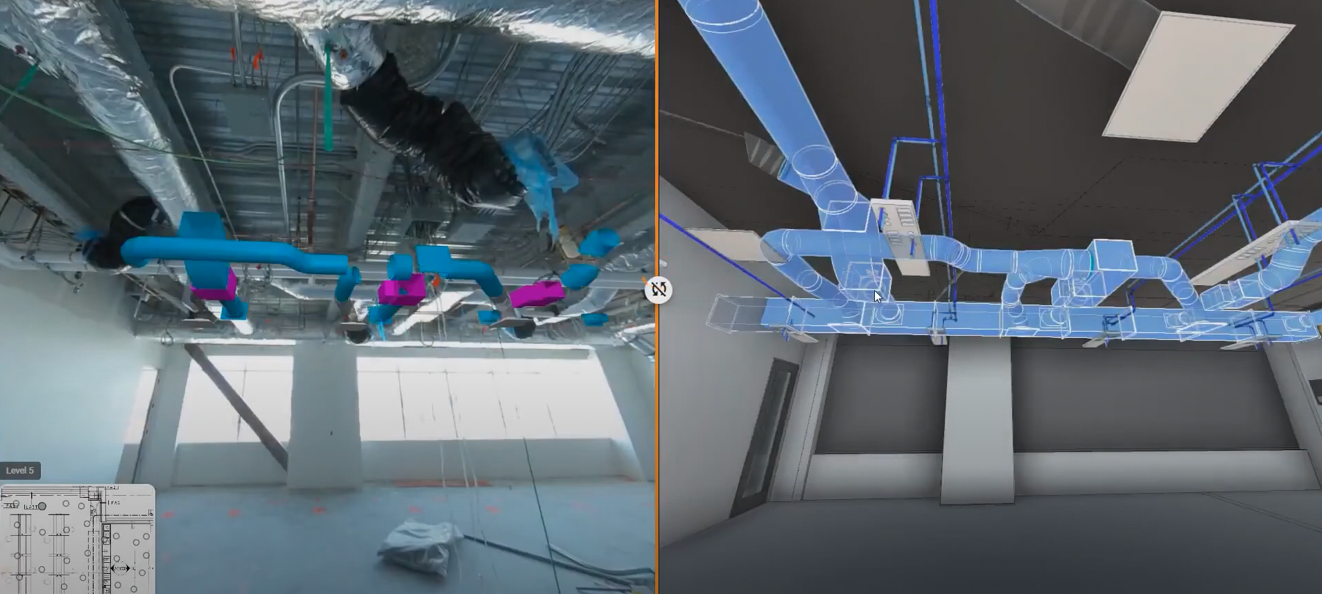 Side-by-side realty capture and Revit Model